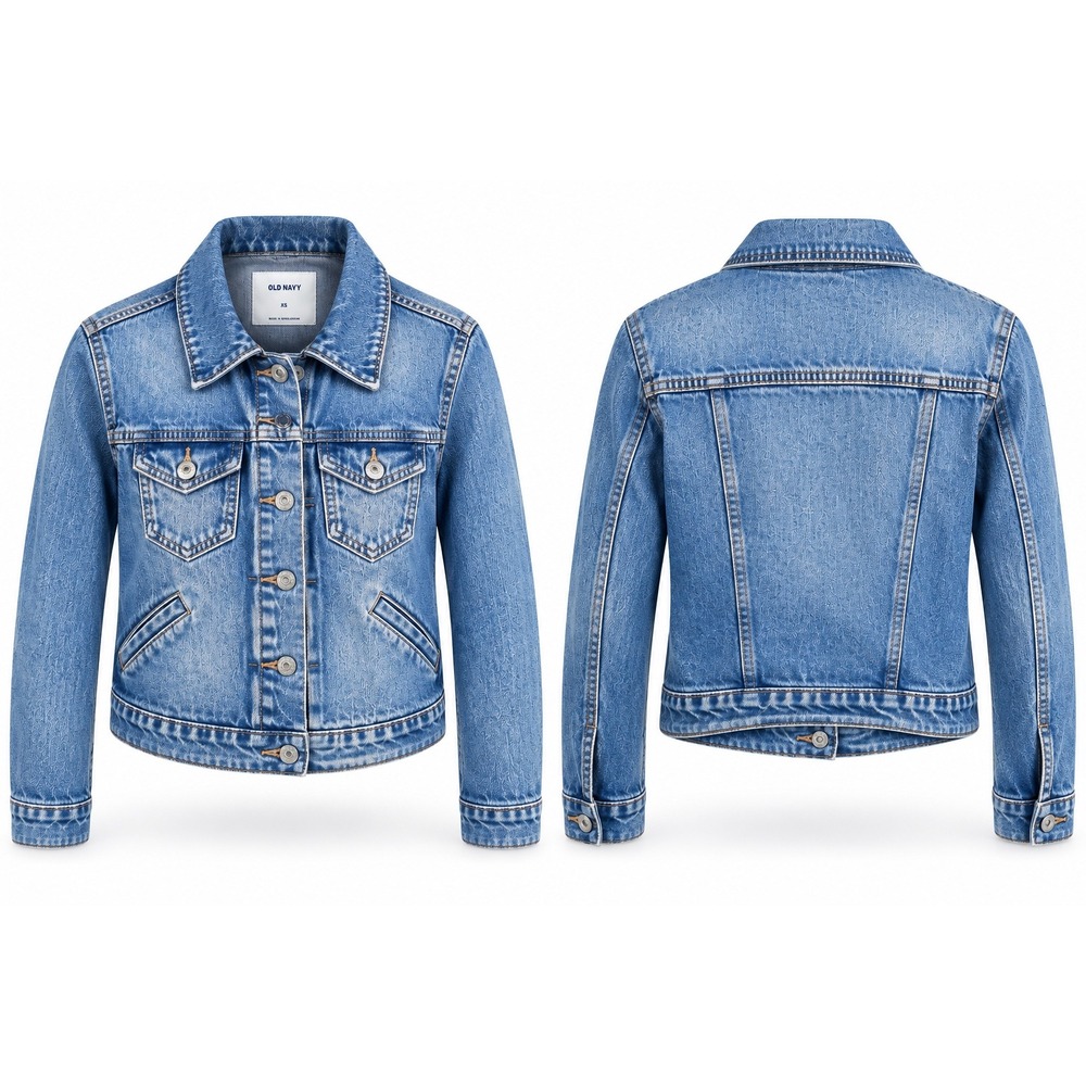 Old Navy Denim Jacket Cropped Light Wash Blue Womens XS